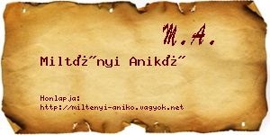 Miltényi Anikó névjegykártya